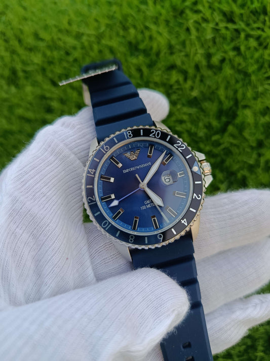Emporio Armani AR11592 | Blue GMT Diver Watch