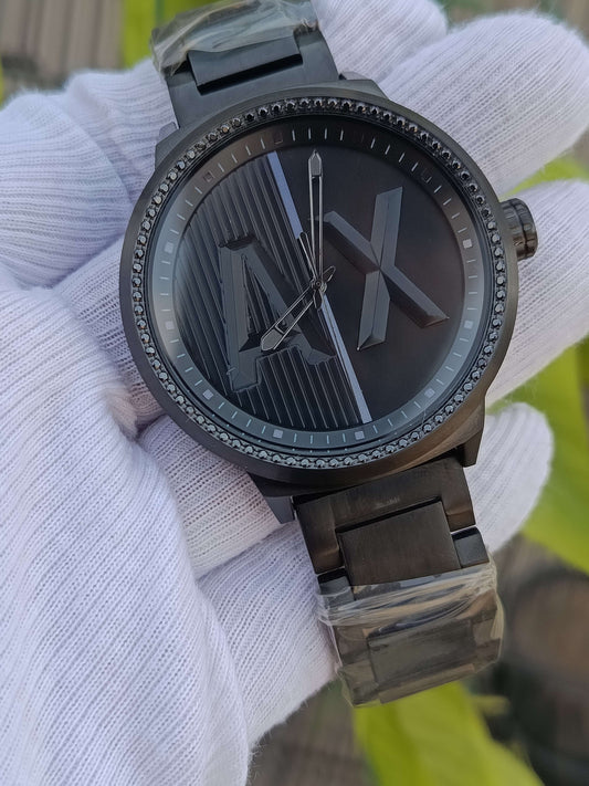 Armani Exchange Men's Black Stainless Steel Watch | AX Logo Split Dial