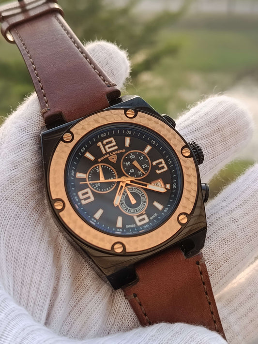 Swiss Legend 40025 | Rose Gold Octagonal Chronograph Watch