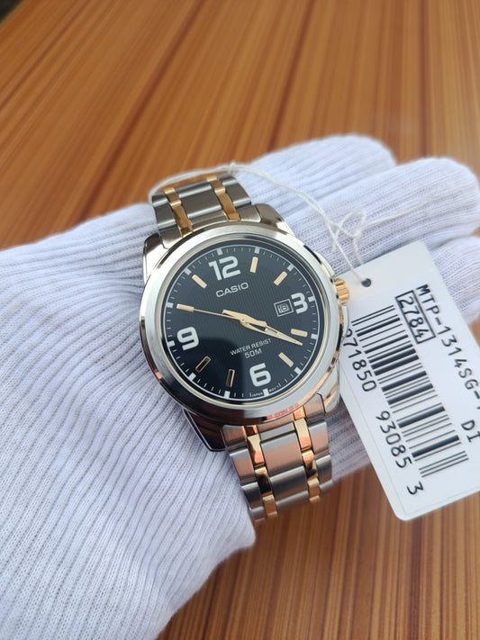 Casio MTP-1381G-1A Men’s Two-Tone Stainless Steel Analog Watch – Day/Date | Premium Classic Design