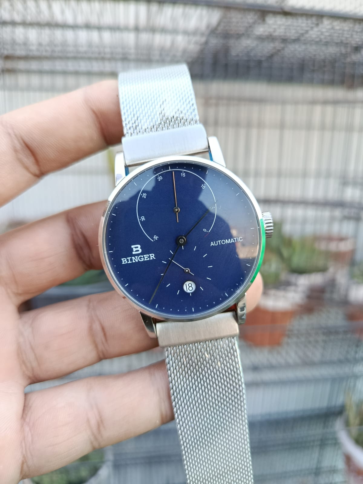 Binger Automatic Mechanical Men’s Watch (Silver Case)