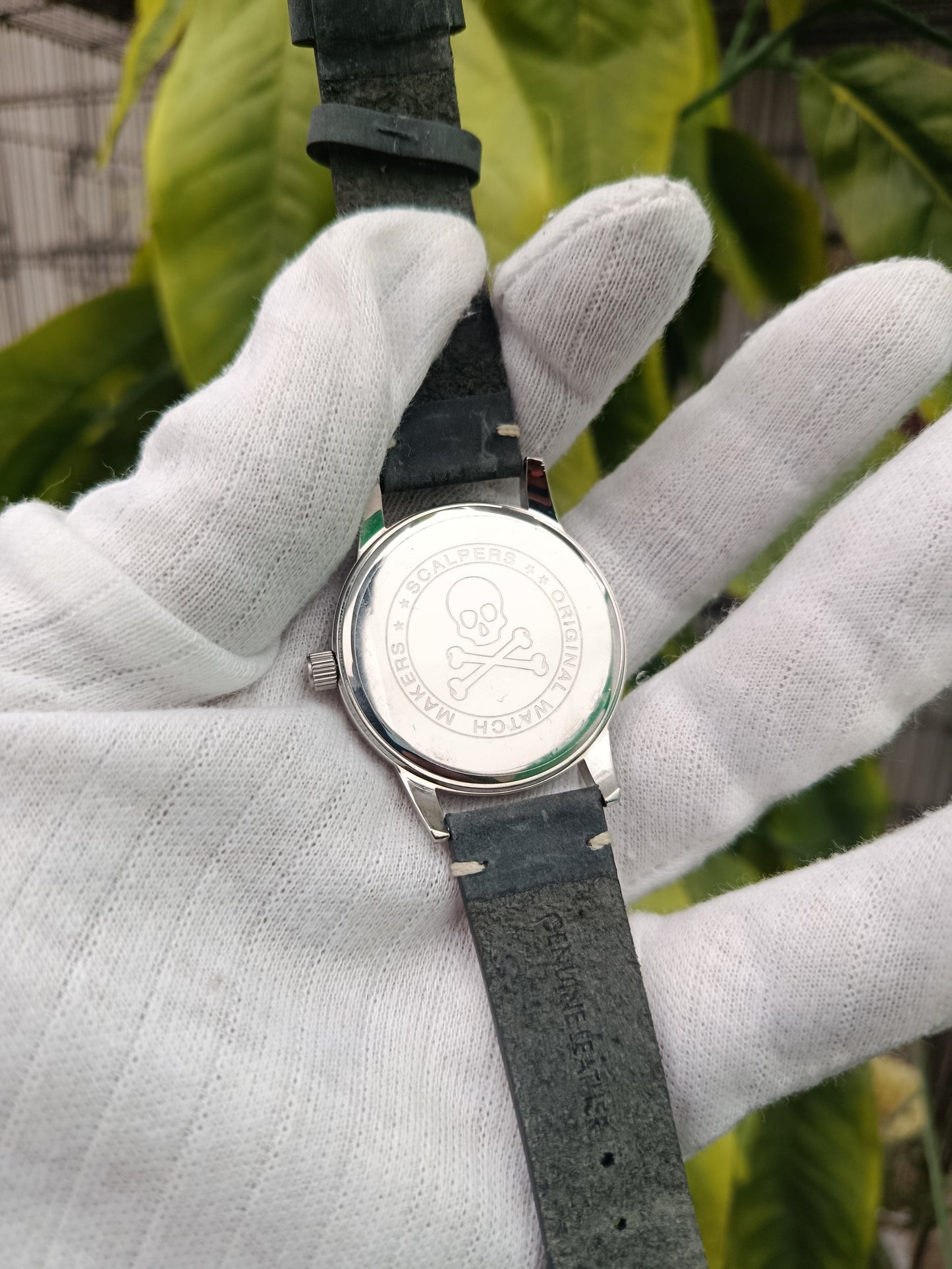 Scalpers Men’s Watch White Dial Blue Hands | Original Leather Strap Watch