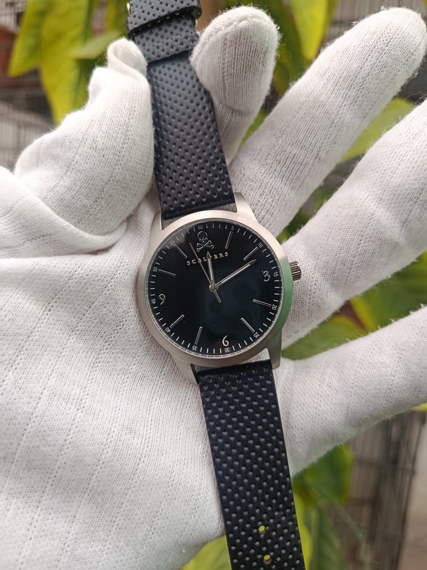 Scalpers Men’s Watch – Black Dial with Black Dotted Embossed Strap