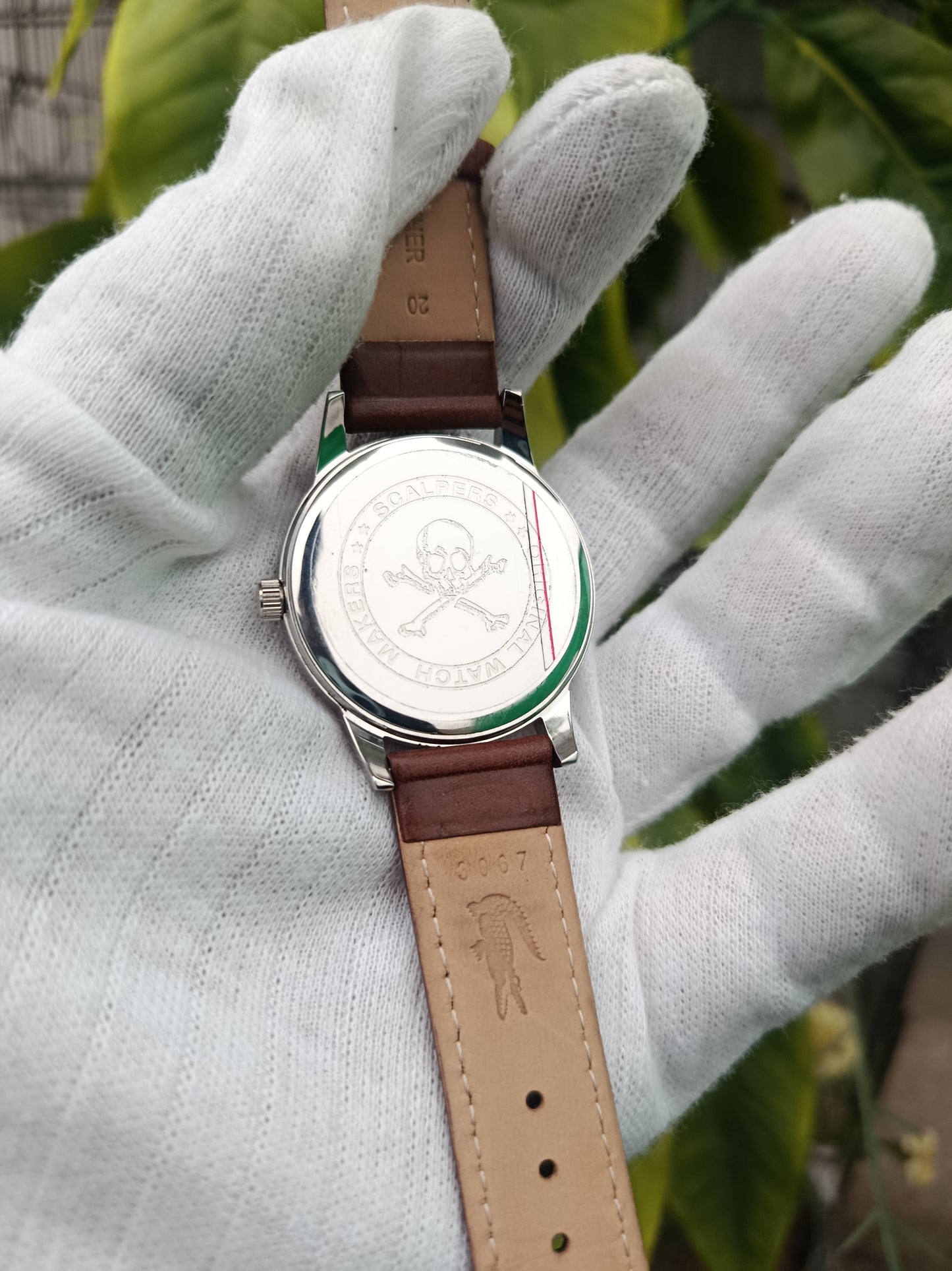 Scalpers Men’s Watch – White Dial with Brown Leather Strap