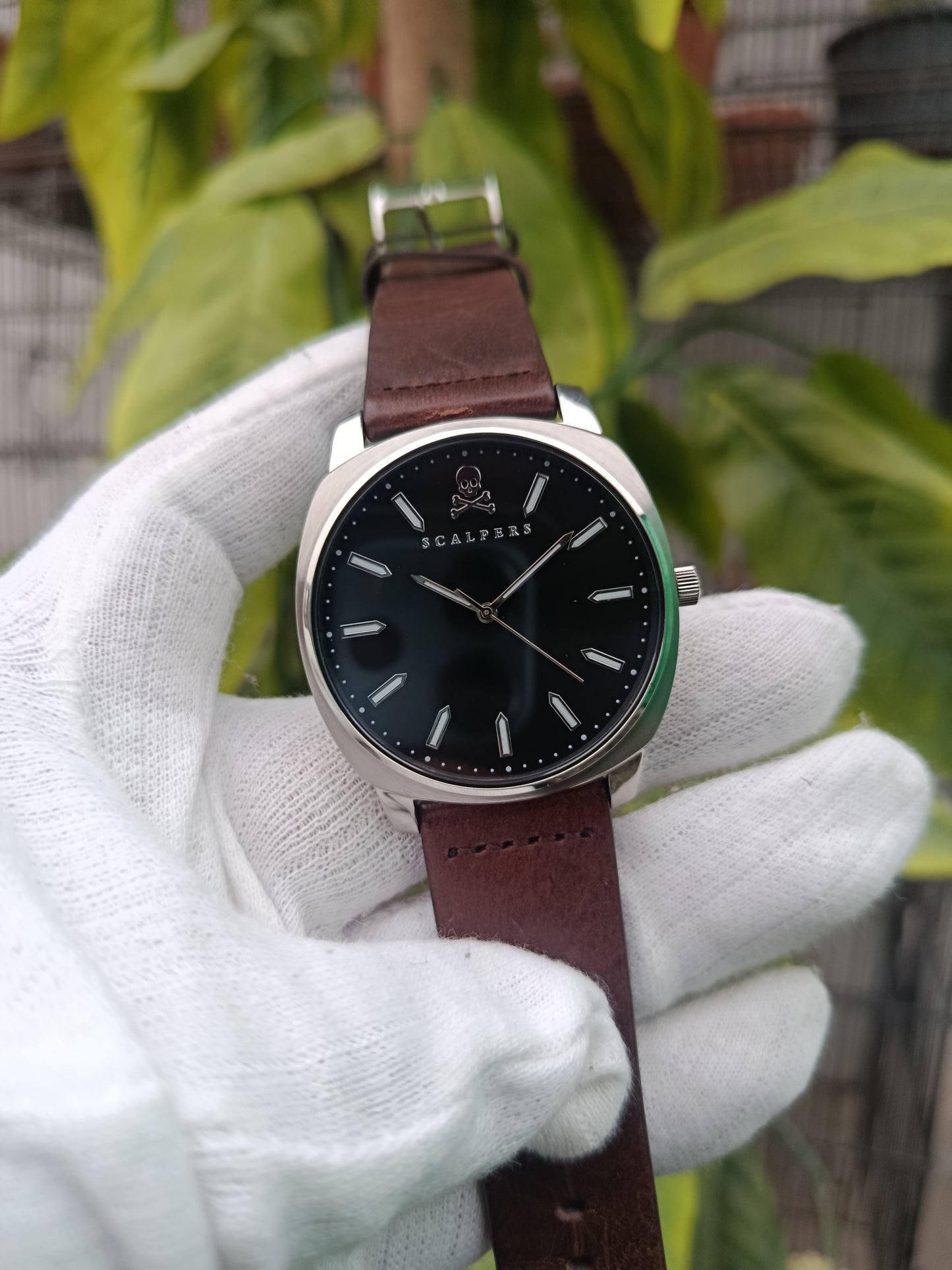 Scalpers Men’s Watch – Black Dial with Brown Leather Strap