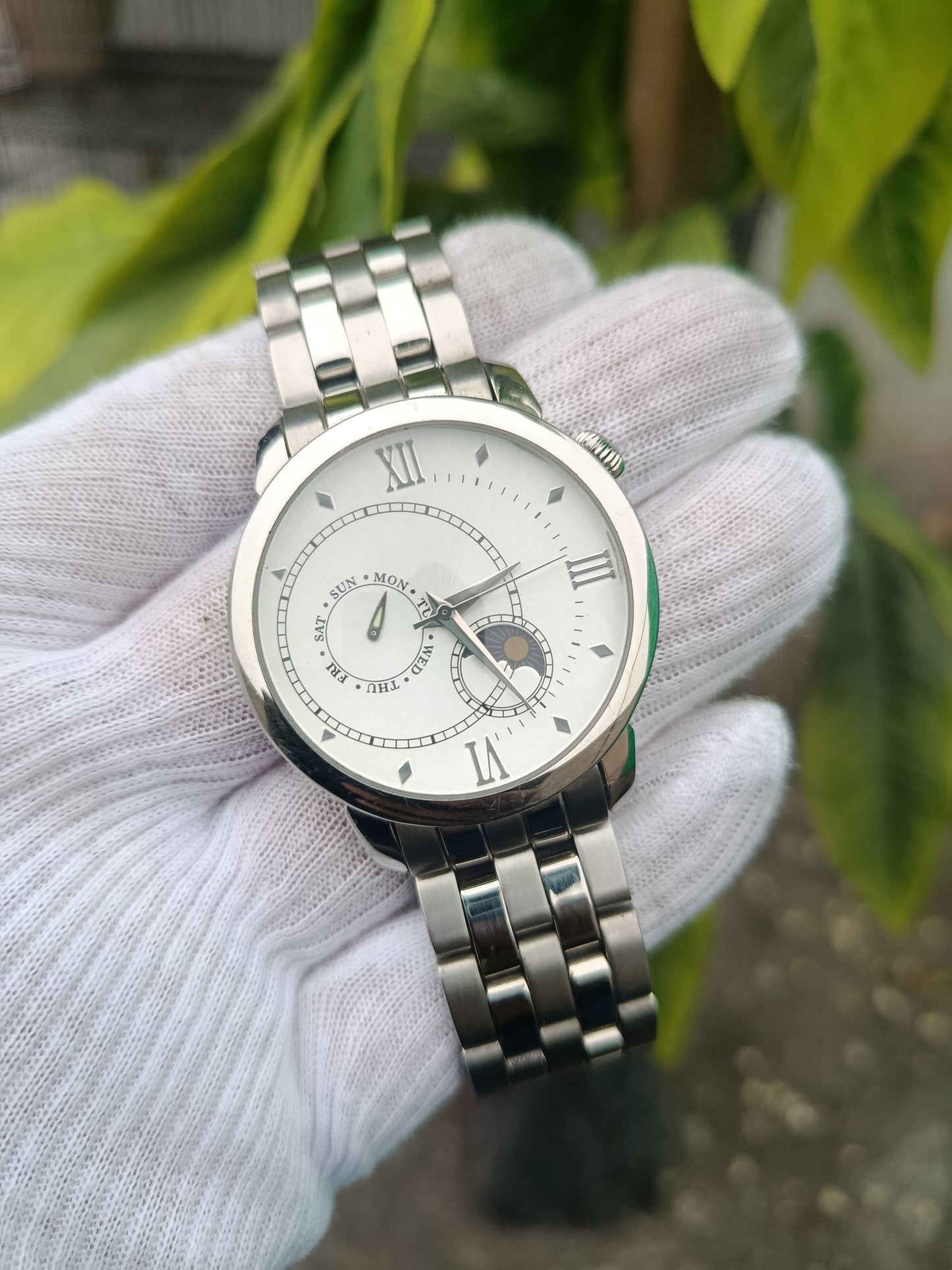 Wolks Wagon Chronograph Moon Phase Watch – Stainless Steel Strap