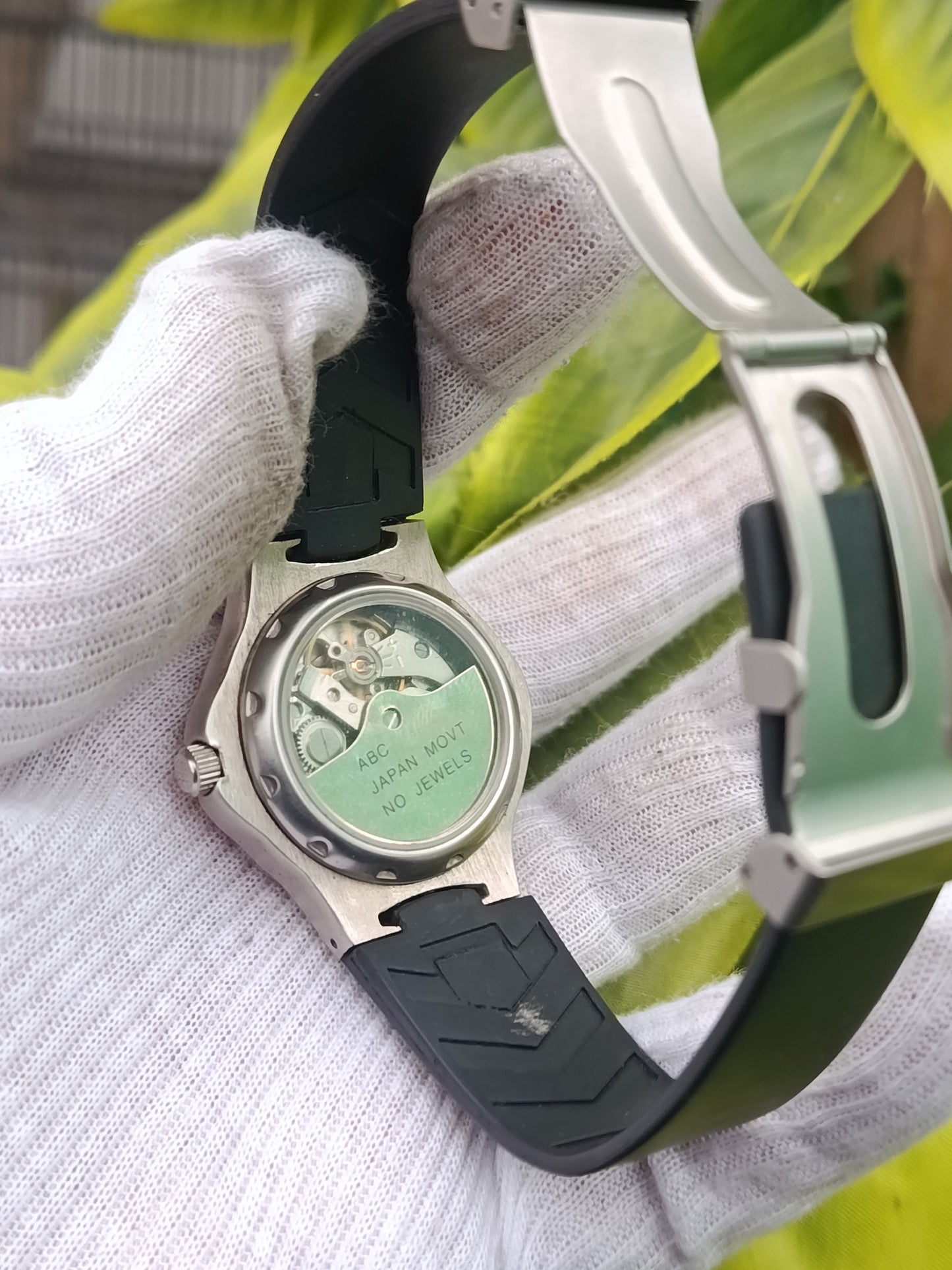 Men’s Watch – Stainless Steel Dial with Black Strap