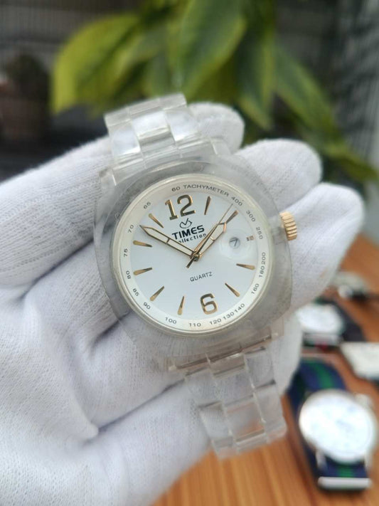 Times Vilection Clear Acrylic Quartz Analog Watch