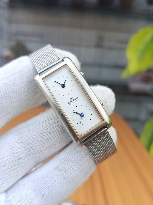Skagen Petra Dual Time Stainless Steel Mesh Watch (20SSSMP)