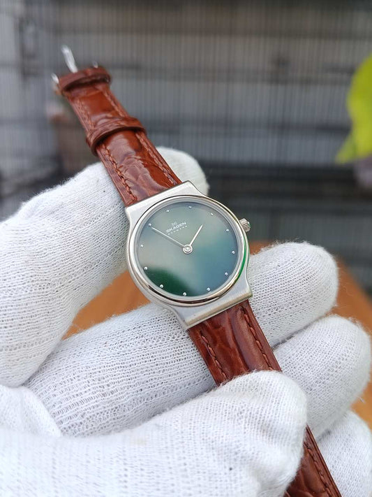 Skagen Gitte Women’s Watch Green Dial with Brown Leather Strap