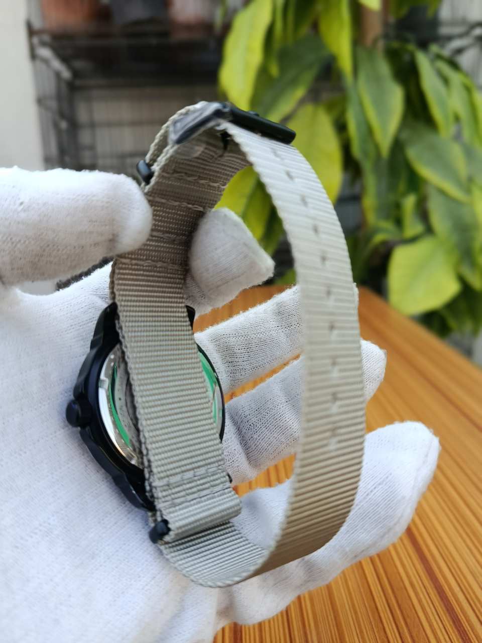 French Connection (FCUK) Analog Watch Black Dial with Beige Nylon Strap