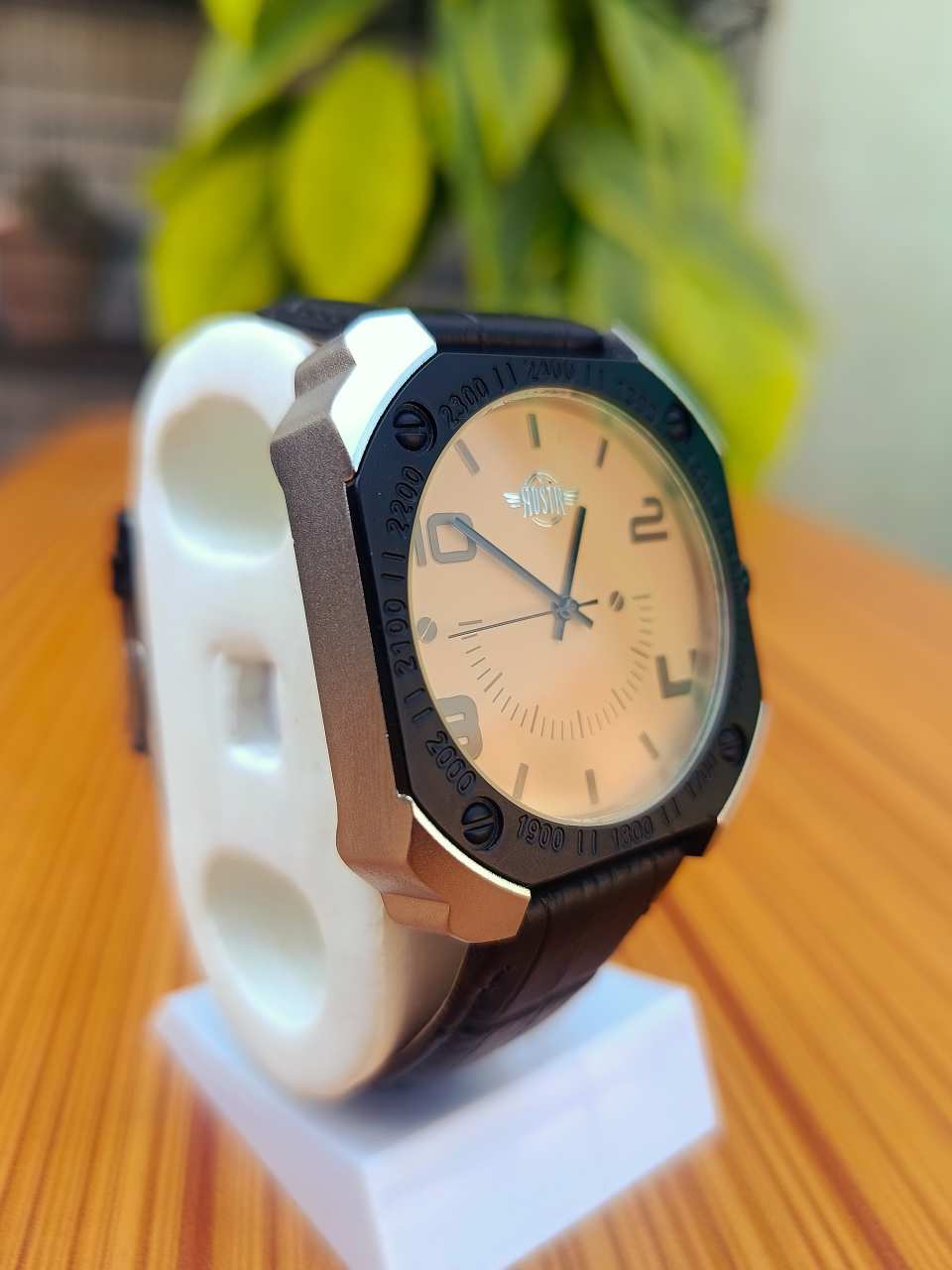 Roadster Analog Watch Army Dial with Black Leather Strap