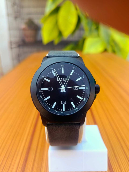 FCUK Men’s Analog Watch Black Dial with Black Silicone Strap