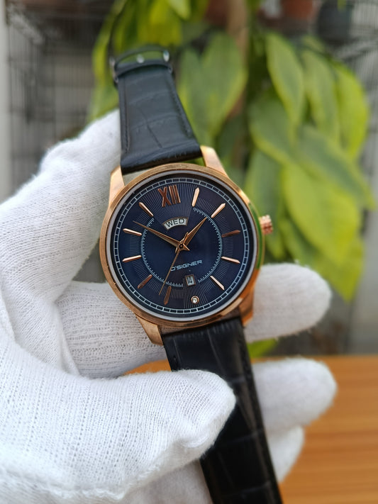 D-Signer mens Blue Dial Watch Day Date Indicators