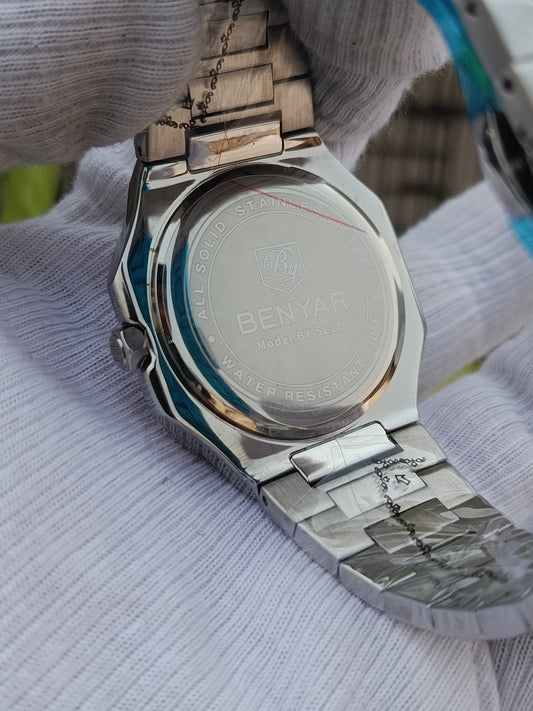 Benyar BY-5221 men's quartz watch with an octagonal