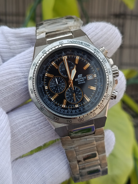 Casio Edifice Flight Computer Chronograph – Black & Gold Dial, Tachymeter