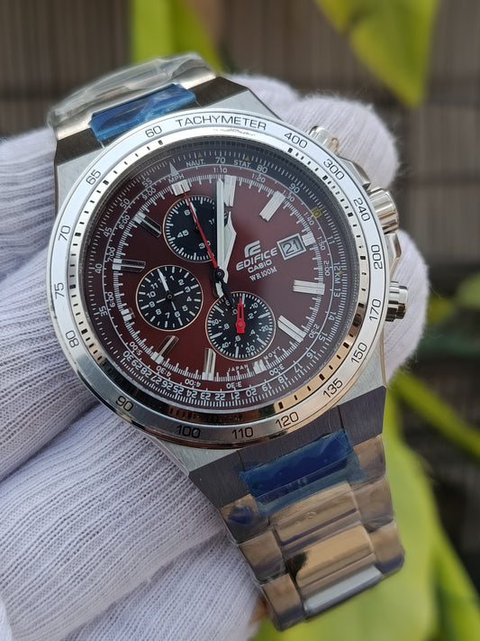 Casio Edifice Men's Flight Computer Chronograph Watch – Burgundy Dial