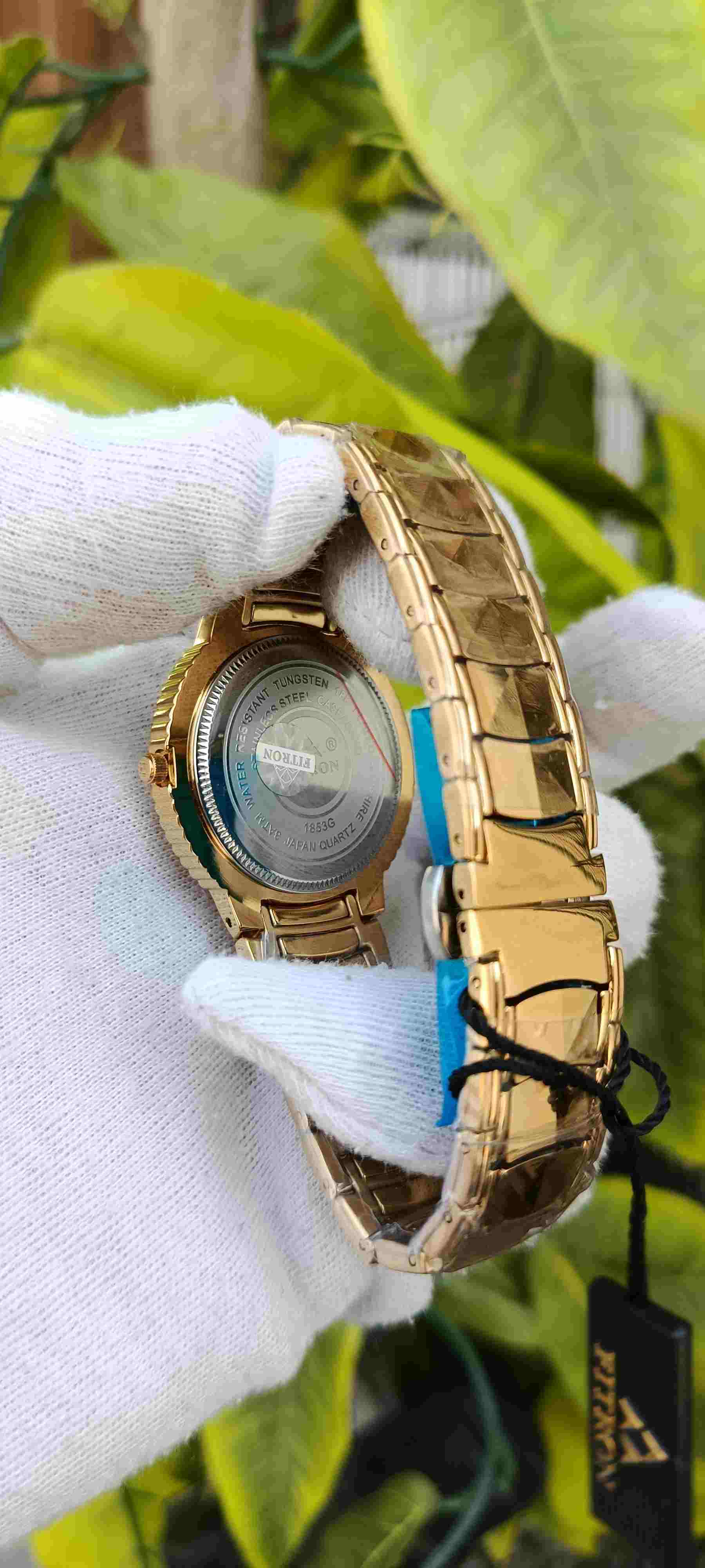 Fitron Sapphire Watch – Full Gold-Tone, Diamond Crystal Markers