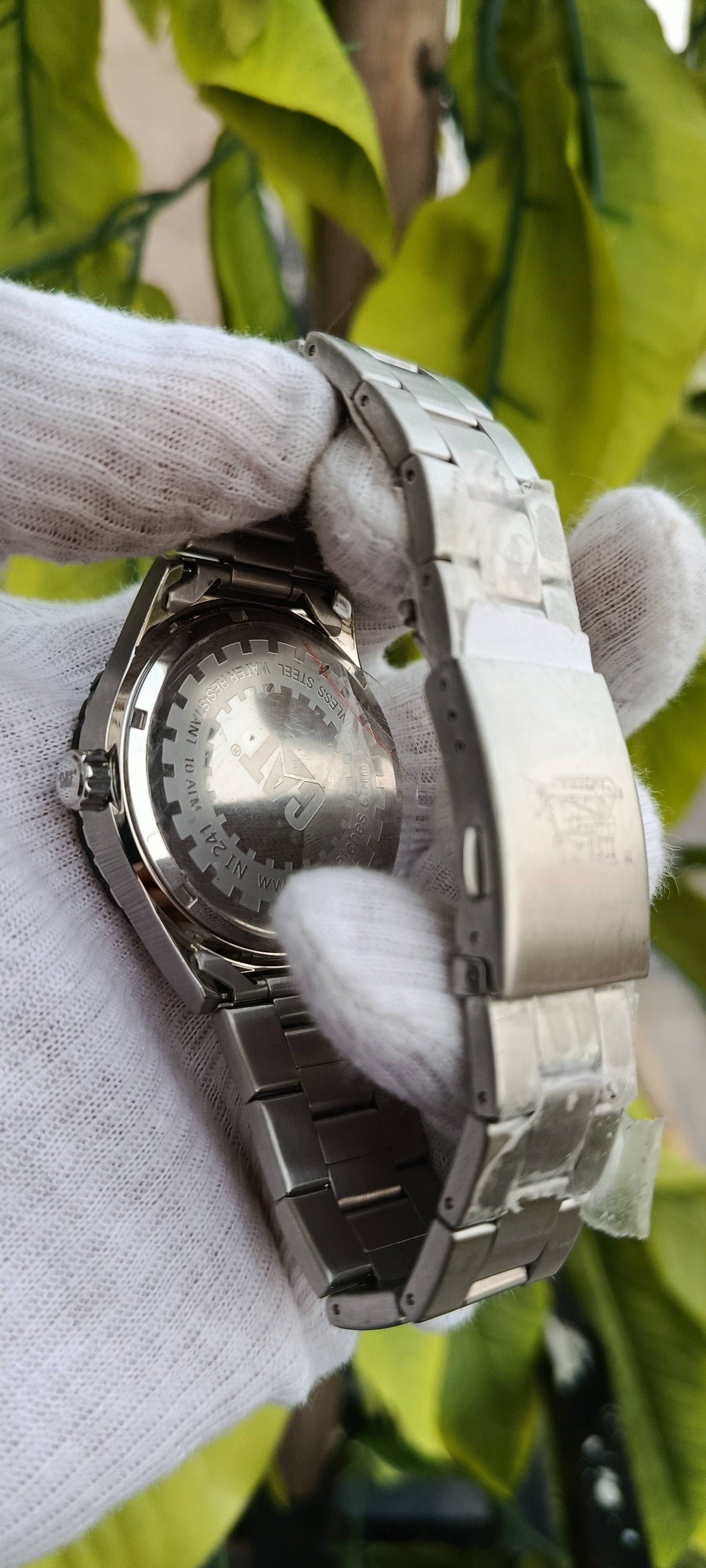 CAT (Caterpillar) Men's Sport Watch – Black Textured Dial, Stainless Steel Case with Black Rotating Bezel