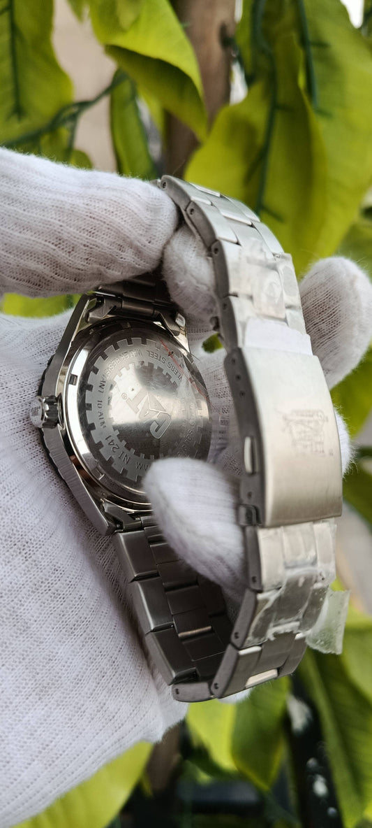 CAT (Caterpillar) Men's Sport Watch – Black Textured Dial, Stainless Steel Case with Black Rotating Bezel