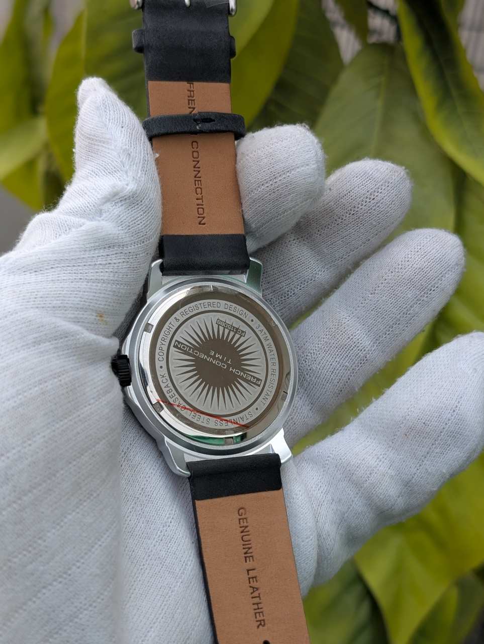 FCUK Men’s Analog Watch White Dial with Black Leather Strap