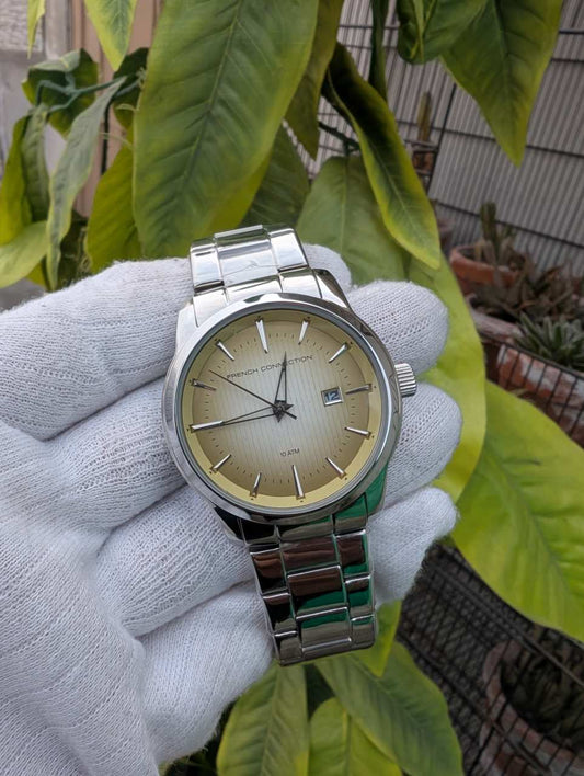 French Connection Men’s Quartz Analog Watch Mustard Dial