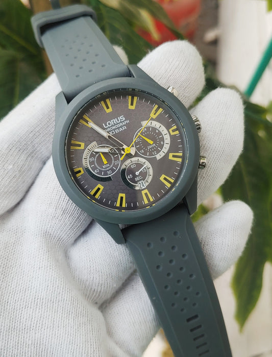 Lorus Grey RT377JX9 Rubber Straps Sports Chronograph Watch