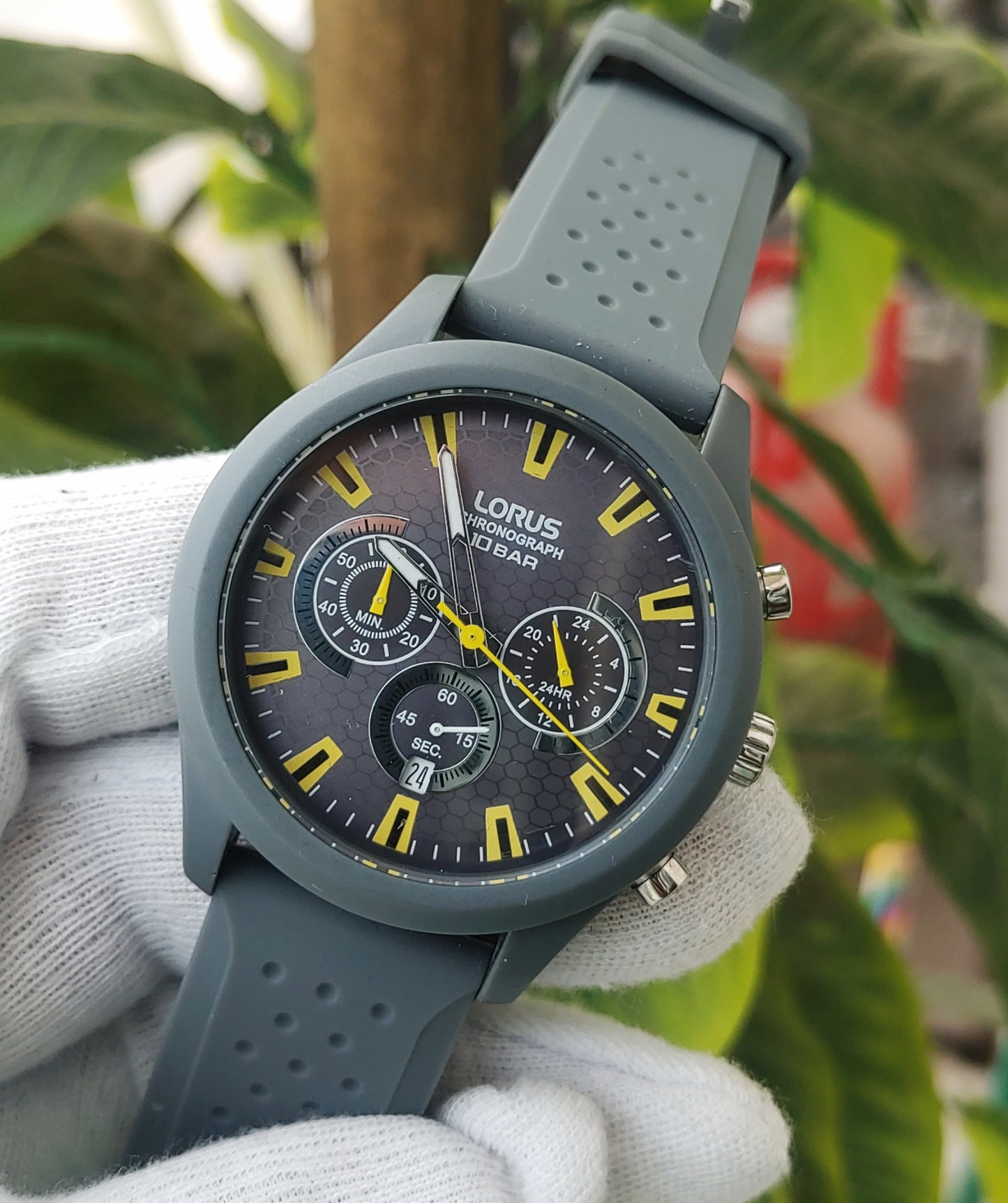 Lorus Grey RT377JX9 Rubber Straps Sports Chronograph Watch