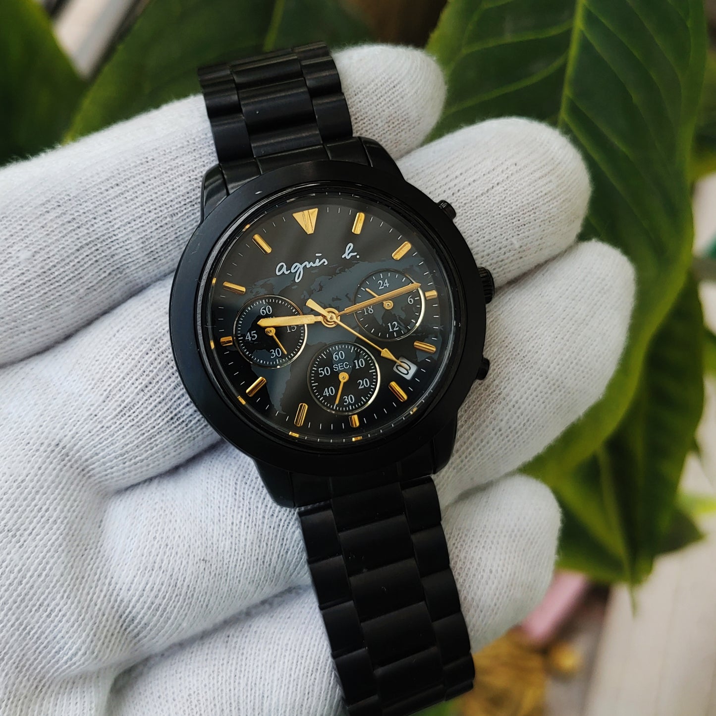 Agnis B Camufalgde VD53-KJ00 Black Stainless-steel Chronograph Watch For Men