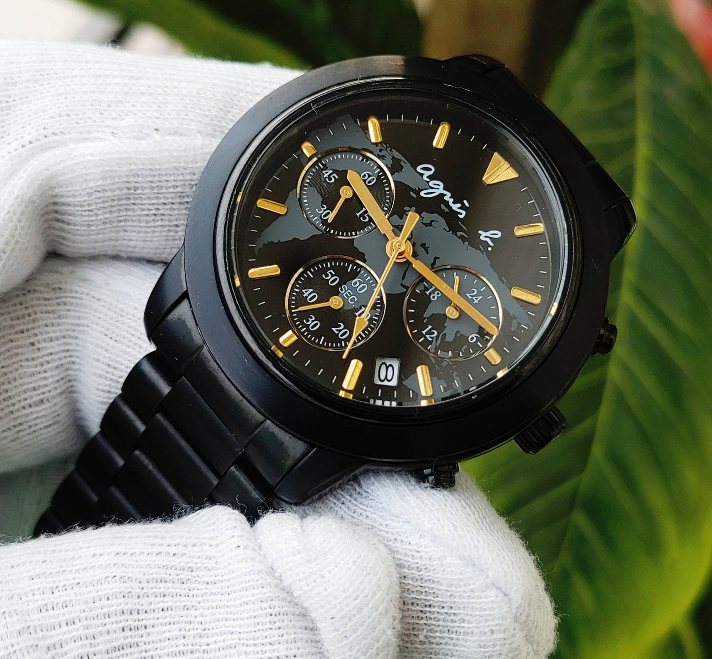 Agnis B Camufalgde VD53-KJ00 Black Stainless-steel Chronograph Watch For Men