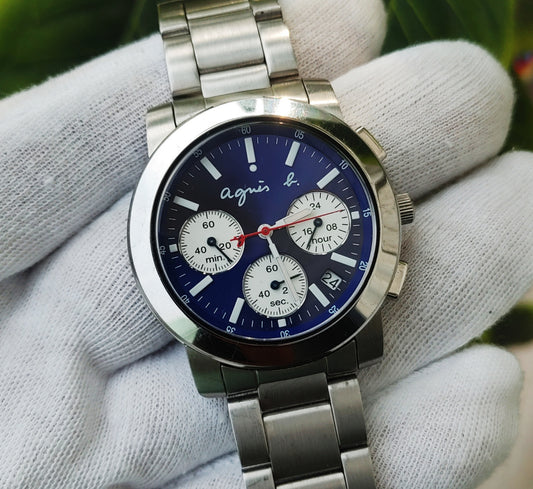 Agnis B Panda Dial Chronograph Watch For Men