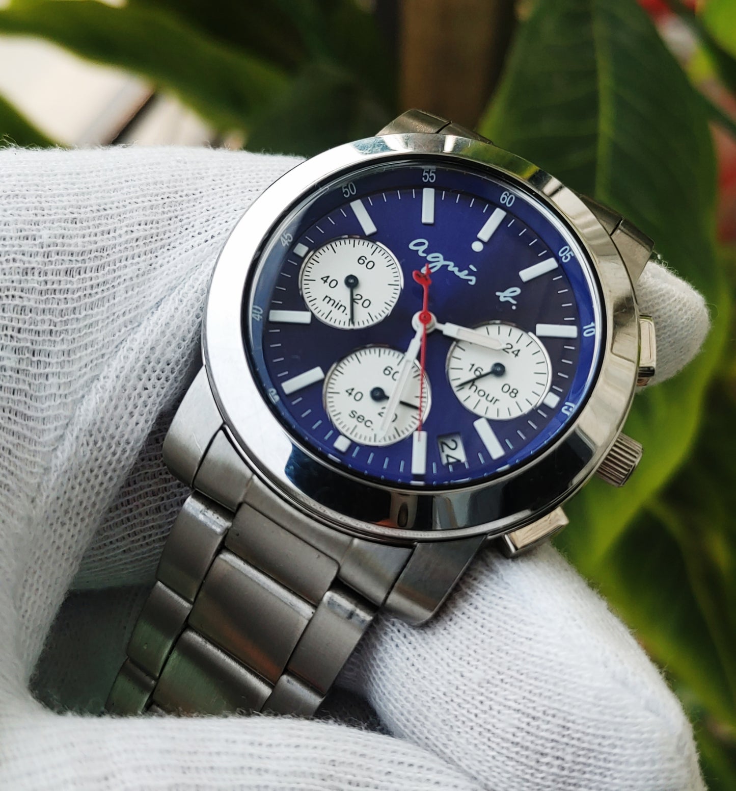 Agnis B Panda Dial Chronograph Watch For Men