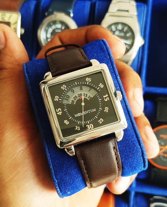 Momentum Quartz Sqaure Dial Men's Leather Strap Watch