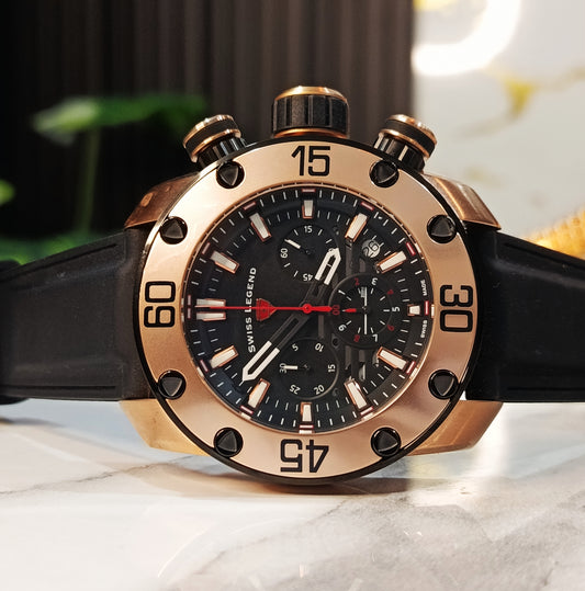 Swiss Legend Lionpulse SL-10616SM-RG-01-BB Men’s Chronograph Quartz Watch – Rose Gold & Black Dial
