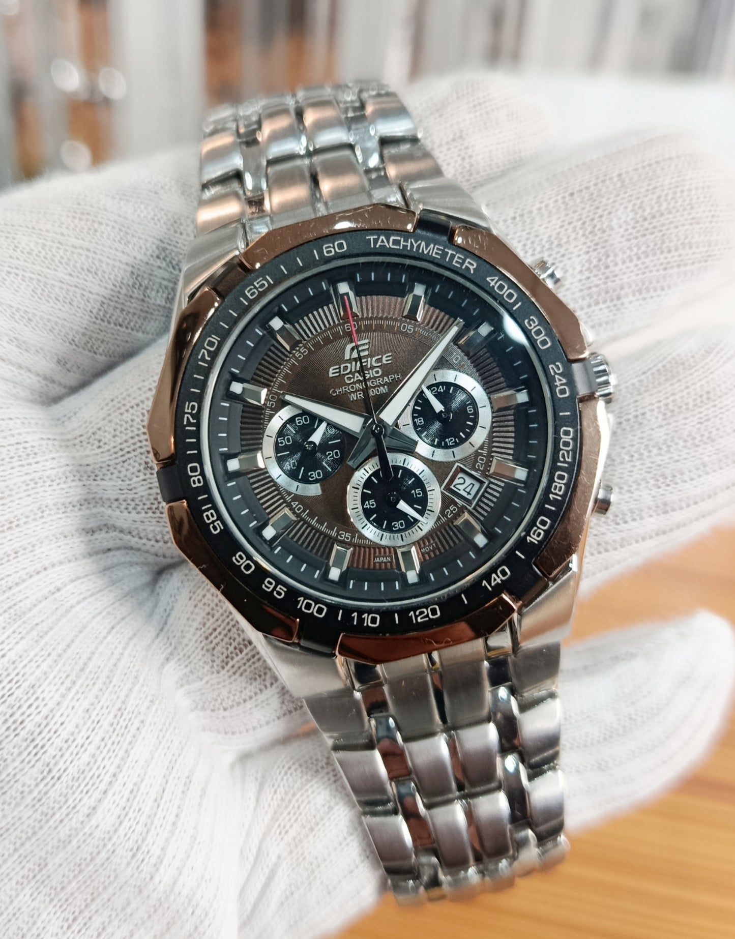 Casio Edifice EF-540D-5AVUDF Stainless Steel Chronograph Men’s Watch with Brown Dial