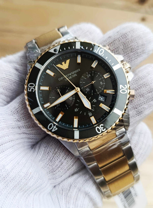 Emporio Armani AR-11361 Men’s Stainless Steel Black Dial Chronograph Watch