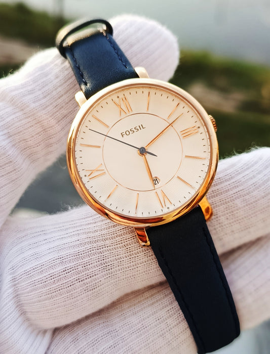 Fossil Jacqueline Navy Leather Watch ES3843