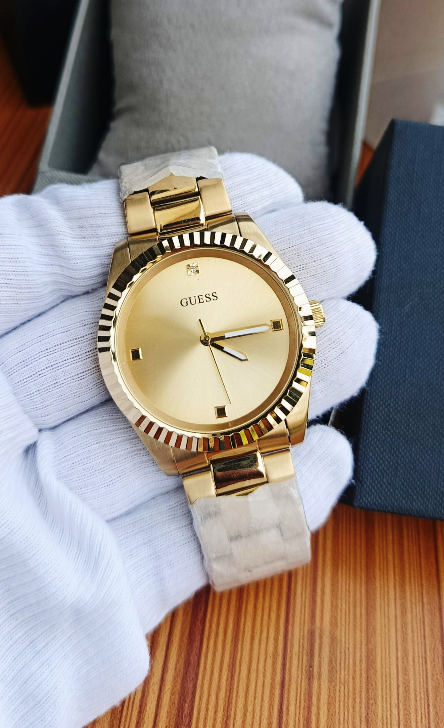 GUESS Connoisseur Men's All-Gold Watch with Diamond Accent GW0542G2