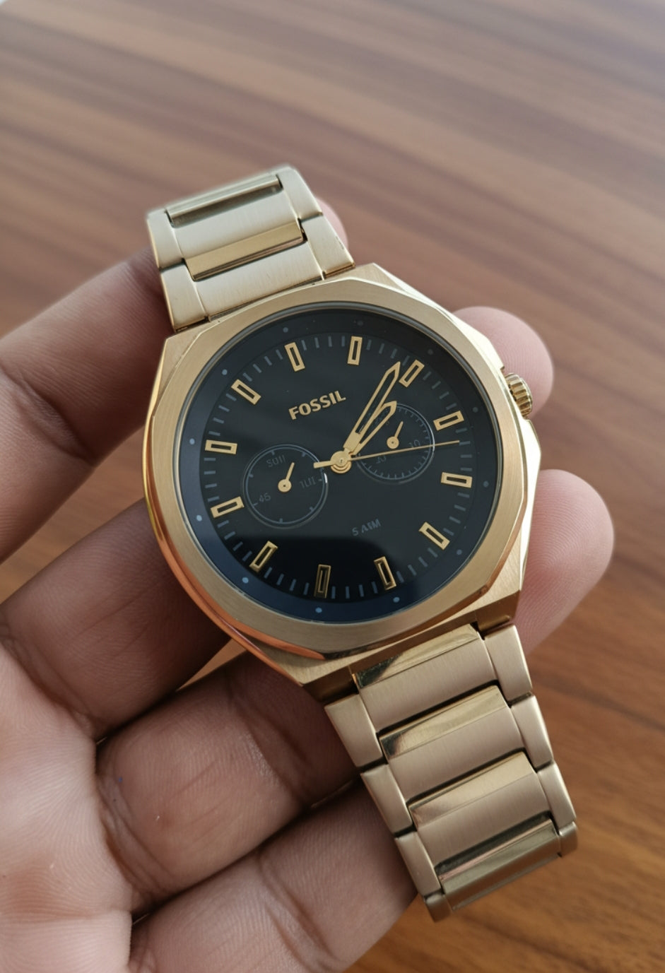 Fossil Evanston BQ2611 – Silver Stainless Steel black Dial Chronograph Quartz Watch for Men