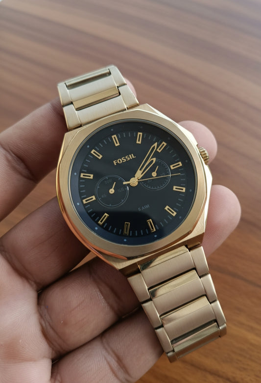 Fossil Evanston BQ2611 – Silver Stainless Steel black Dial Chronograph Quartz Watch for Men