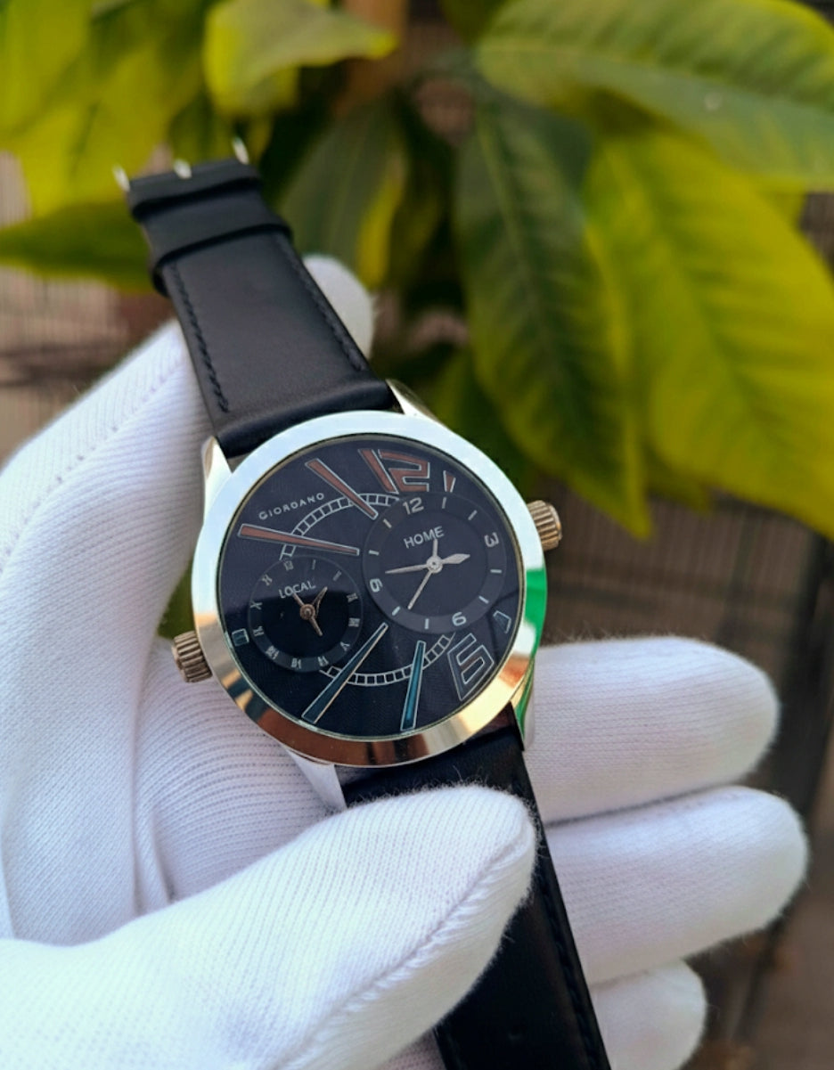 Giordano Dual Time 6868 Men's Leather Strap Watch