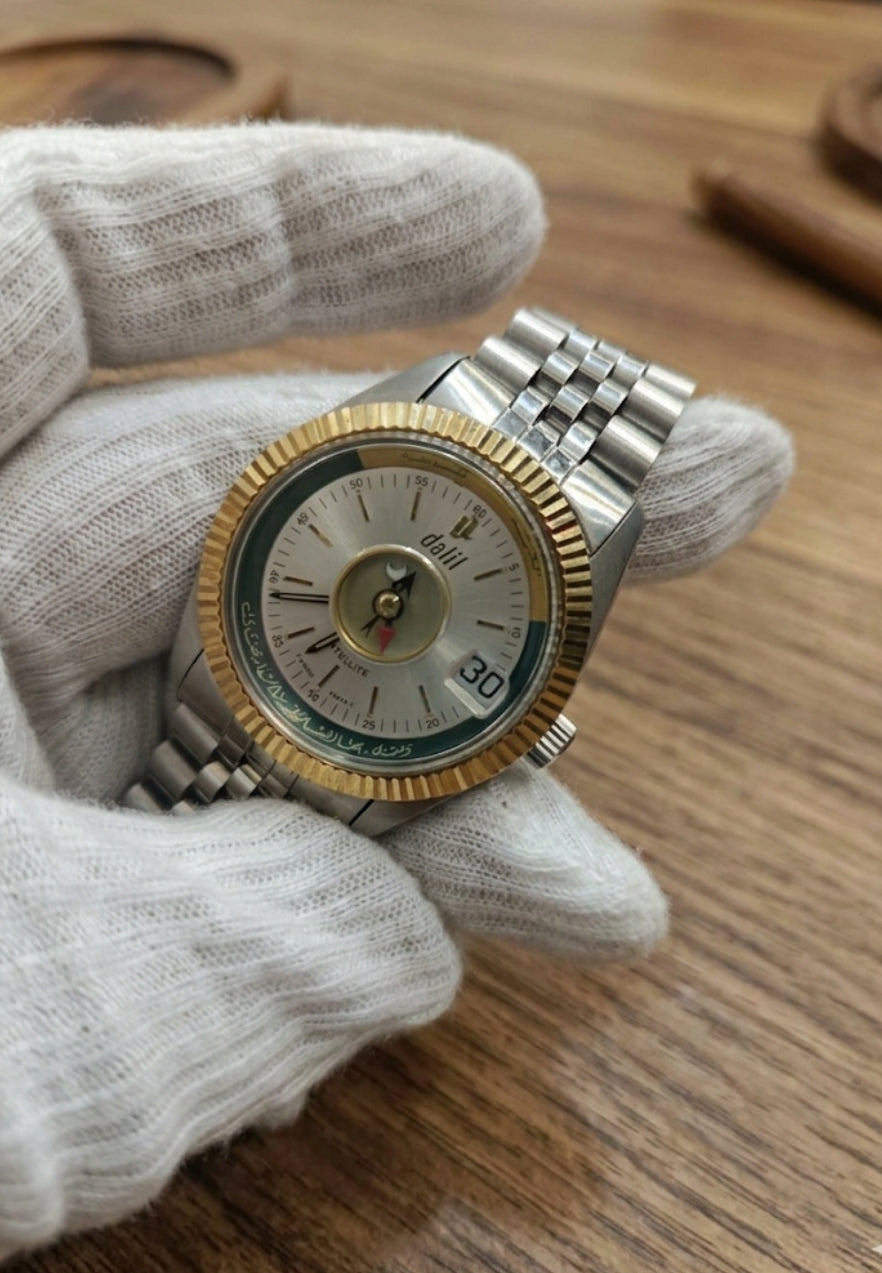 Vintage Dalil Mecca Direction Compass Automatic Swiss Men’s Watch 36MM
