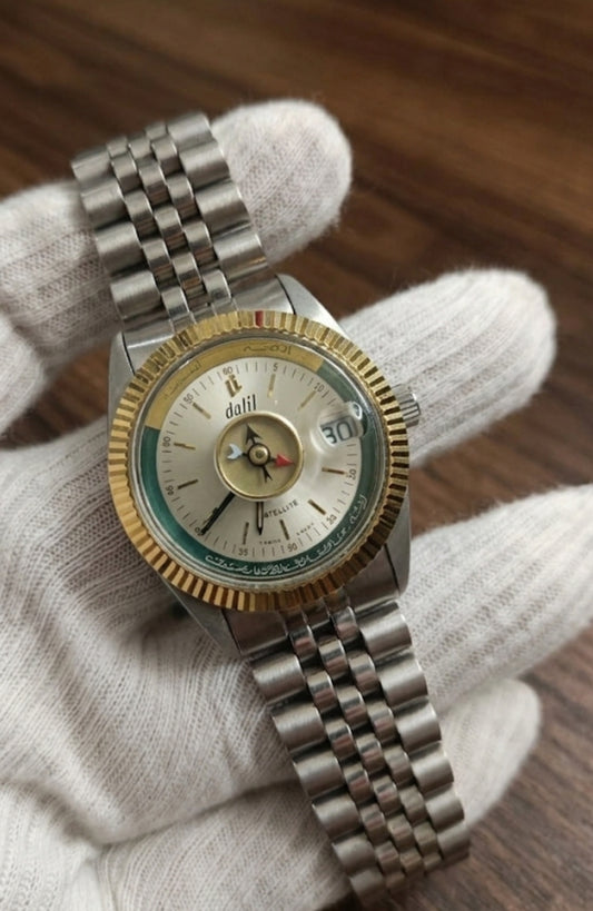 Vintage Dalil Mecca Direction Compass Automatic Swiss Men’s Watch 36MM