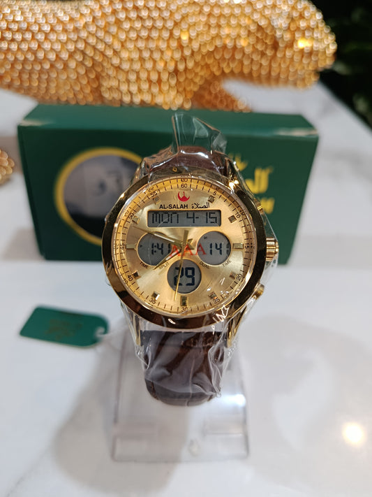 Al Salah Al 505 Belt Leather Strap Dual Time Men's Watch